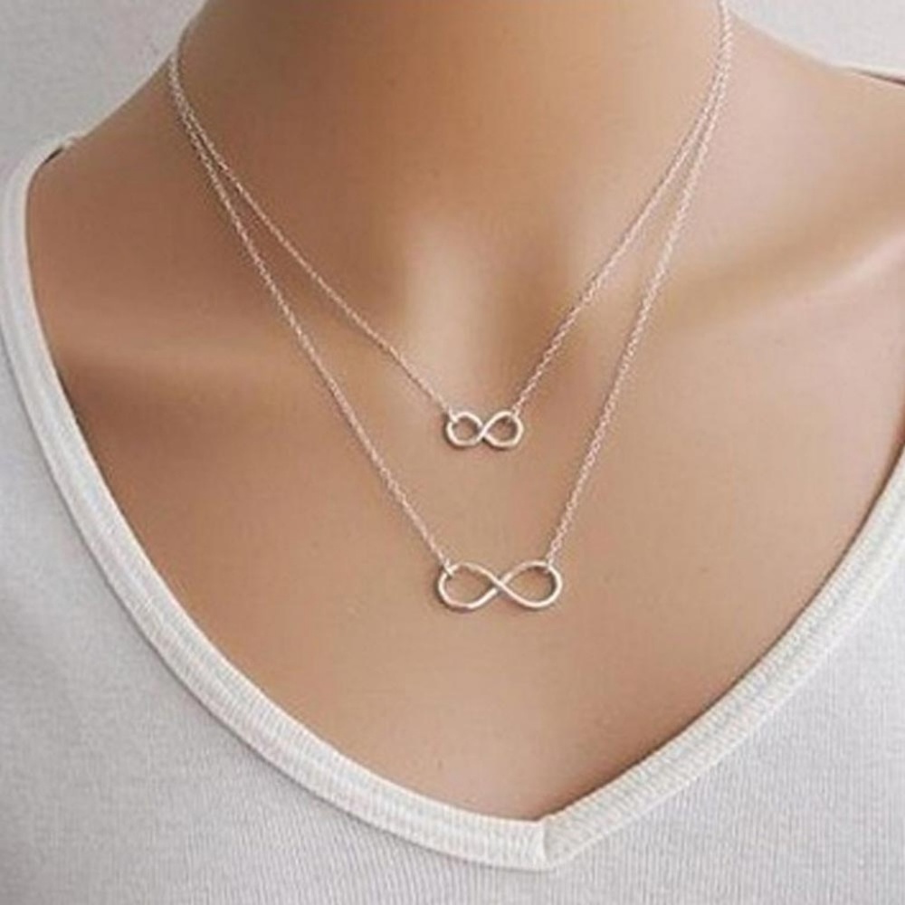 3/$30 Double Infinity Gold Silver Necklace B17